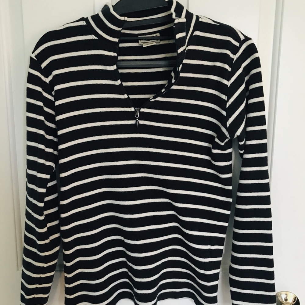 L.L.Bean long sleeve striped quarter zip up